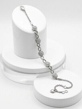 924 Sterling Silver Pave Ball & Infinity Link Bracelet [8"]